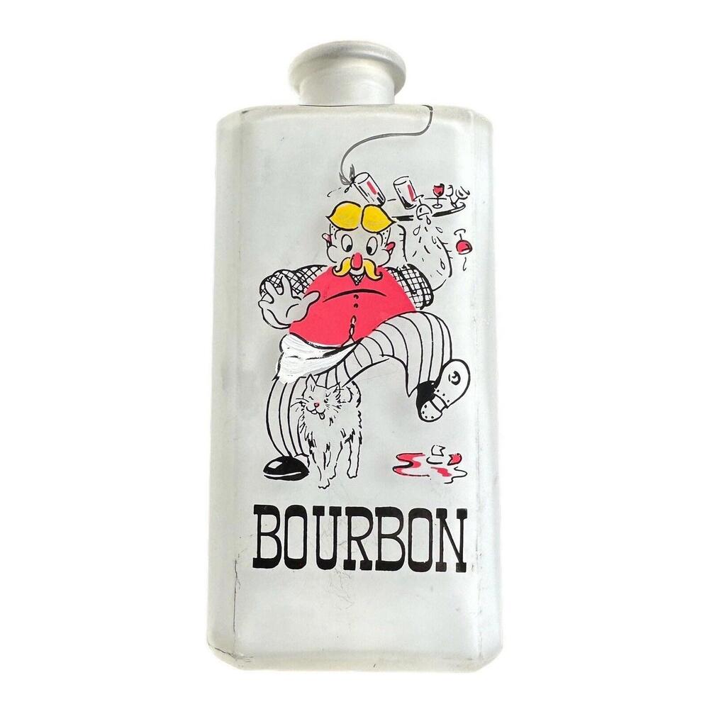 Vintage Frosted Scotch Decanter  - Gay Fad Nineties Studios -Circa 1950s-BOURBON